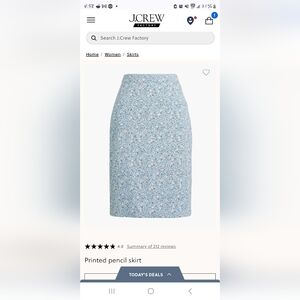 J Crew Spring Print Pencil Skirt BNWT Size 16